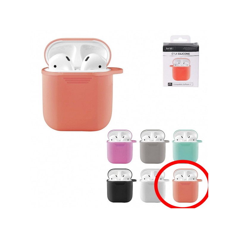 Etui orange en silicone pour ecouteurs (compatible airpods) (2528C)