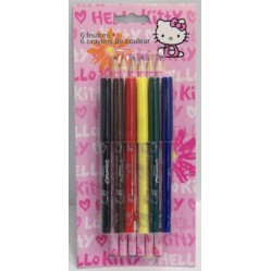 6 Feutres + 6 Crayons de Couleur - Hello Kitty  (1378)
